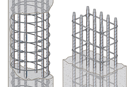 Rebar-enforced cement columns